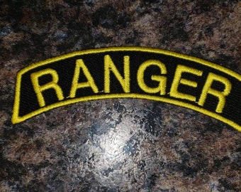 RANGER patch,  SMALL Chest ROCKER, handmade, motorcycle patch, embroidered patch, biker vest patch, iron on
