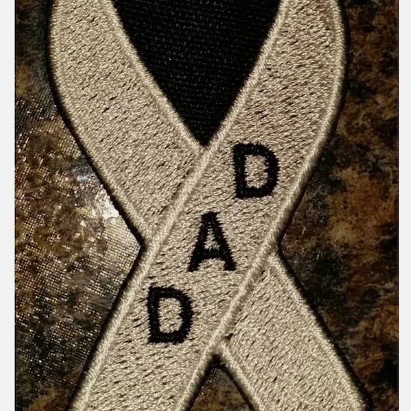 RIP Dad lung cancer awareness ribbon, white awareness ribbon, motorcycle patch, biker vest patch, Embroidered patch