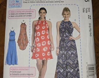 McCalls Misses sun dress and belt  pattern M7405 size LRG, XL, XXL