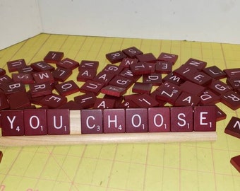 Vintage Scrabble tiles, Individual rare red scrabble tiles, you choose letters, Alphabet tiles, pink letters
