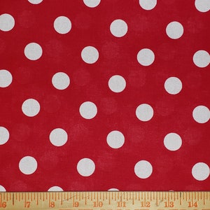 Minnie Polka Dot Fabric, 3/4 INCH dot, Red With White Polka Dots, Lots Of Dots Fabric, 100% cotton fabric