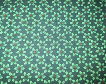Christmas fabric, holly leaf fabric, fabric, cotton fabric,  Cranston prints