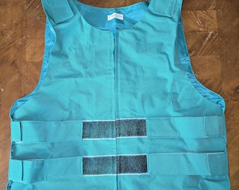 Motorcycle vest, Canvas Biker Motorcycle vest, adjustable hook and loop Teal vest