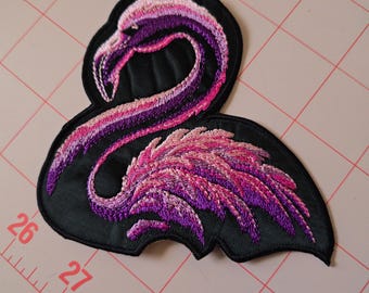 Flamingo patch, Pink flamingo motorcycle patch, iron on patch, 4 x 4 inches