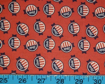 Vote fabric, election fabric, cotton fabric, election fabric,  fat quarter fabric, flag fabric
