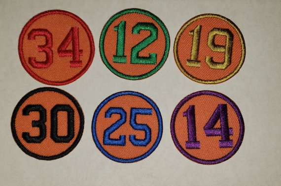 Round Orange Number patches, embroidery patches, 2 inch patch, choose your  number