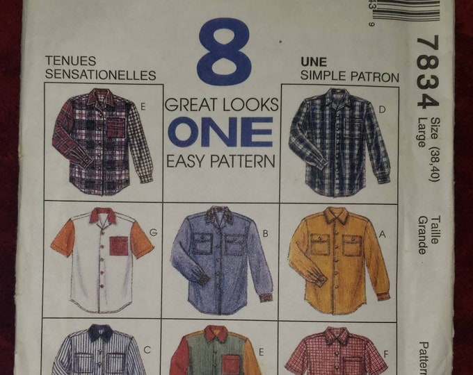 Mccalls Misses and Mens Shirt Pattern 7834 Sizes 38, 40 (large) - Etsy