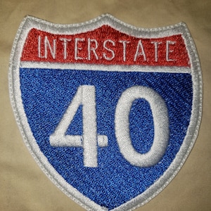 Interstate sign patch, Interstate 40 patch, motorcycle patch,  biker vest patch,  fun patches, embroidered patch, badges
