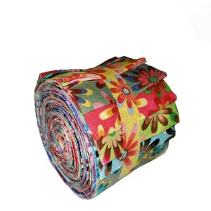 Flower Power jelly rolls, precut quilt strips, 16 strips 2.5&quot; x 44&quot;, cotton Quilting fabric