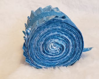 Turquoise blue colors jelly rolls, precut quilt strips, 18 strips 2.5" wide cotton Quilting fabric