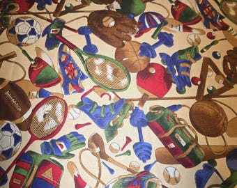 Baseball football tennis bowling fabric, Play ball fabric, Fashion fabrics, cotton quilting fabric