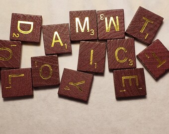 Scrabble tiles, Gold foil letters, Individual rare red scrabble tiles, you choose letters, Alphabet letters, Vintage scrabble letters