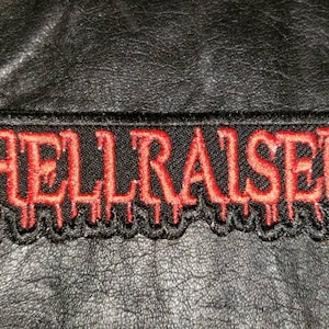 HELLRAISER PATCH, MOTORCYCLE Patch,  embroidered vest patch, black and Red patch biker patch, fun patches