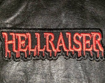 HELLRAISER PATCH, MOTORCYCLE Patch,  embroidered vest patch, black and Red patch biker patch, fun patches