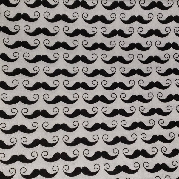 Mustache fabric, Geeky Chic fabric, cotton Quilting fabric, Fat quarter