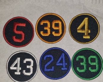 Round Number patches, embroidery patches, 3 inch patch, choose your number