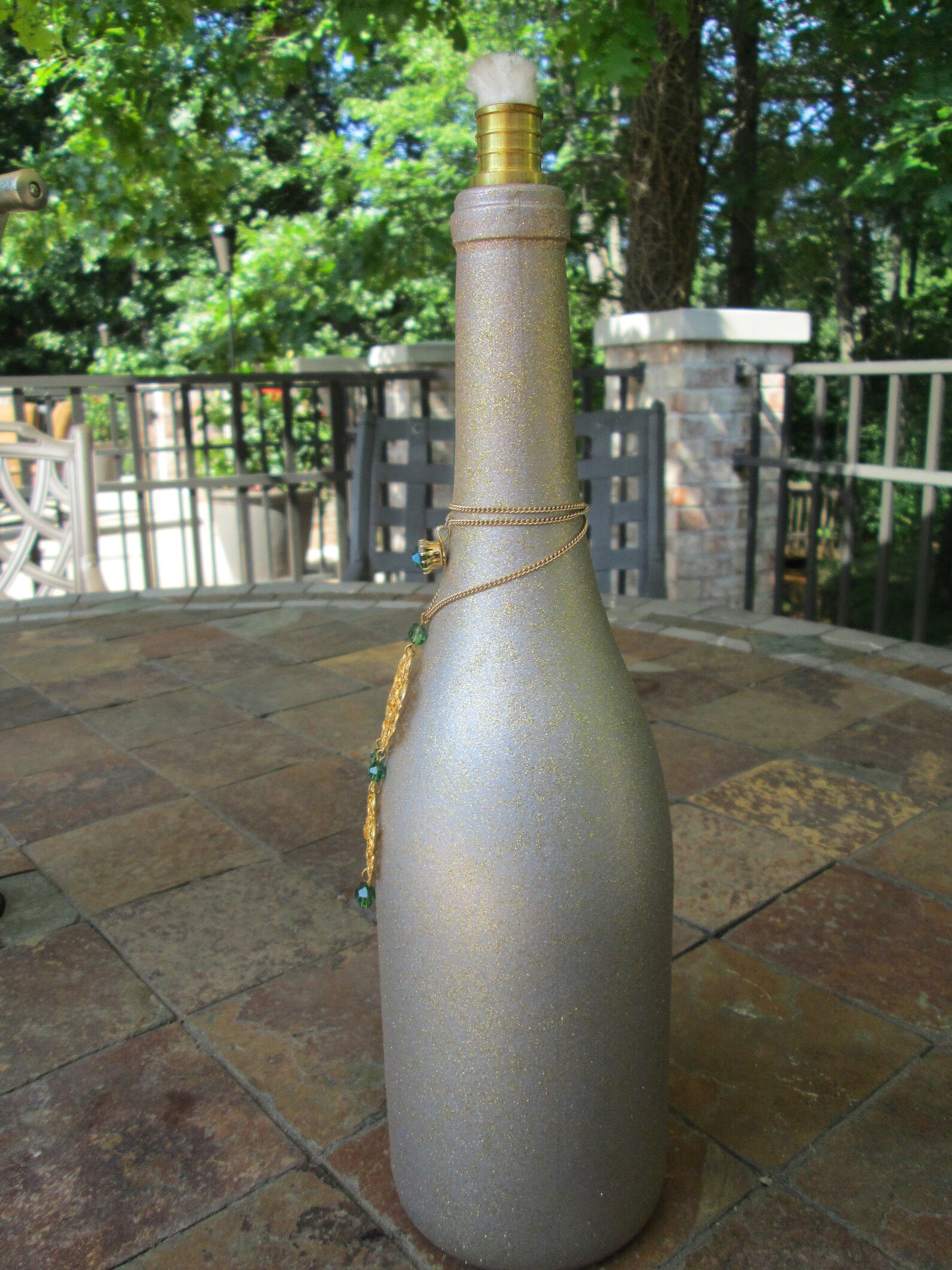 Antorcha de mesa joya verde y oro botella | Etsy