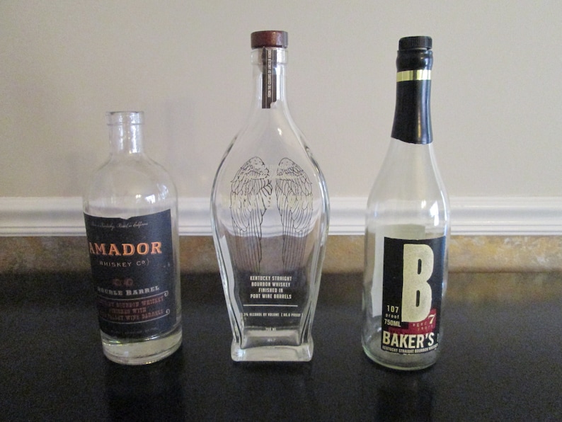 Empty Bourbon Whiskey Bottle With Cap, Angels Envy, Basil Hayden