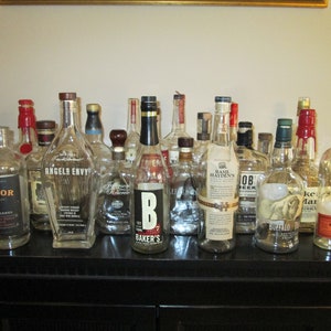 Empty Bourbon Whiskey Bottle with Cap, Angels Envy, Basil Hayden, Buffalo Trace, Bulleit, Jefferson's, Knob Creek, Maker's, Woodford, Yellow