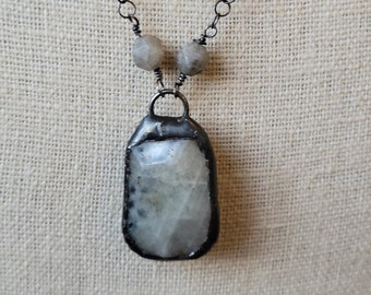 Chunky Soldered Labradorite Pendant Necklace