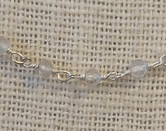 Collar de plata de ley con piedra lunar y envoltura de alambre