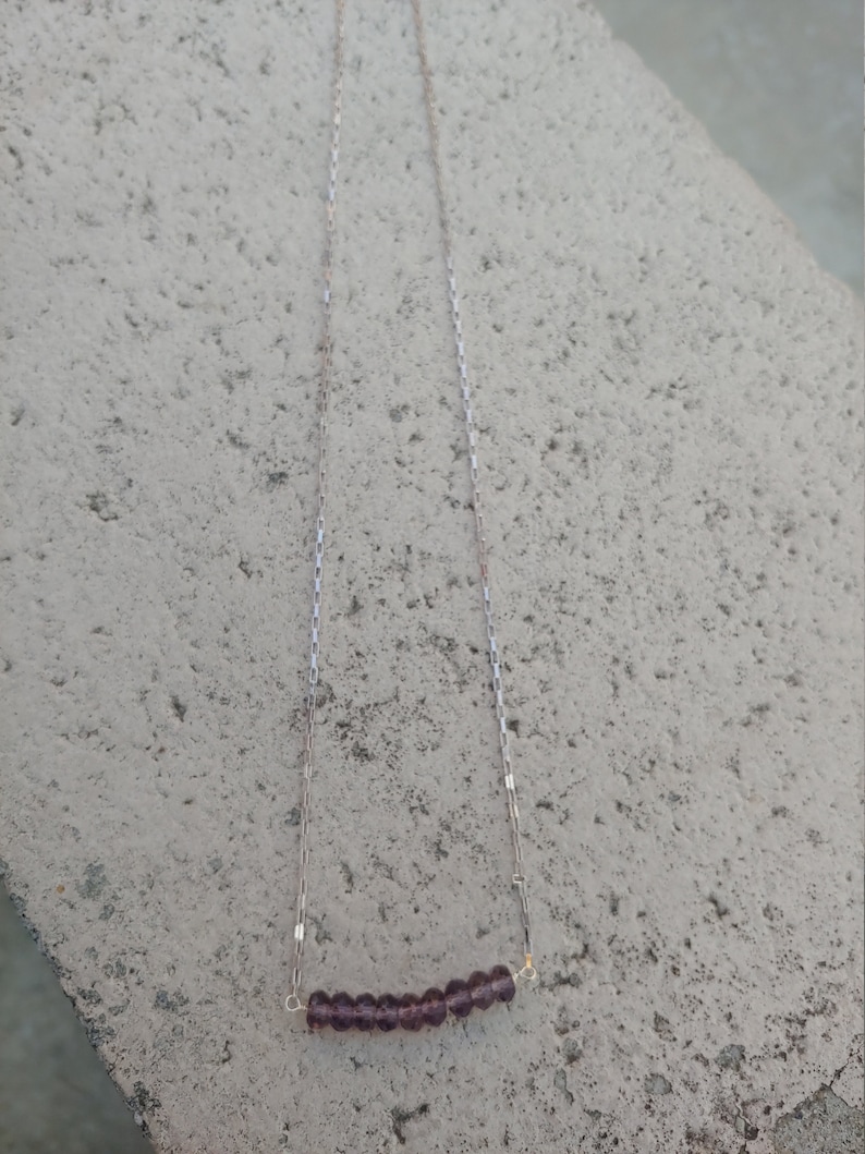 Vintage Purple Glass Bar Necklace