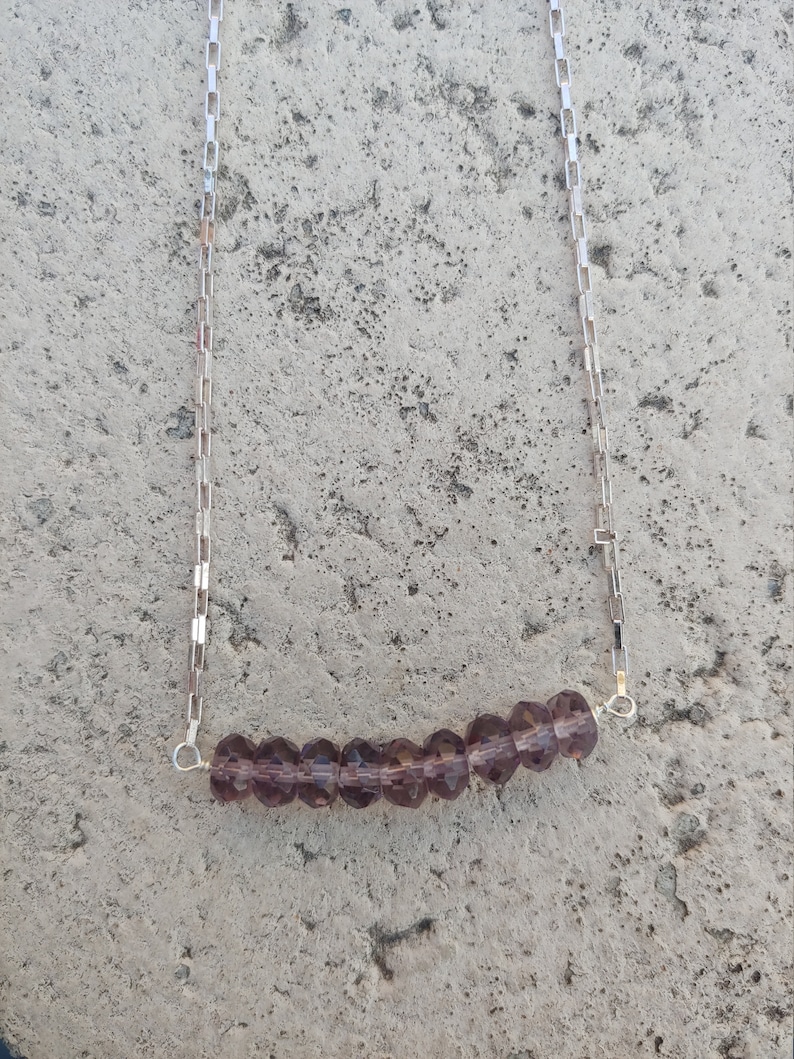 Vintage Purple Glass Bar Necklace