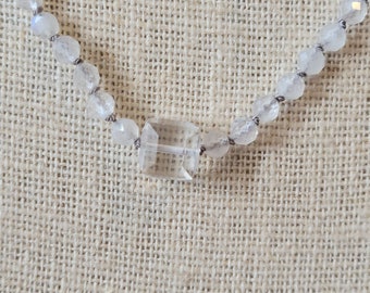 Knotted Rainbow Moonstone Necklace