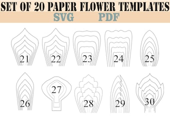 bundle 2-All 20 PDF & SVG  Paper Flower Template giant paper flower paper flower pattern bundle template large paper flower paper flower kit