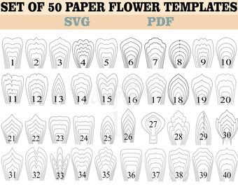 60 PDF and SVG file Paper Flower Templates, Large Paper Flower, Wedding Decoration