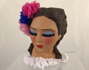 Faux Head Vase Art Doll Bust ooak - Camila Calendario