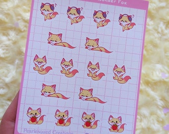 Nectarine the wonder fox, cute planner stickers