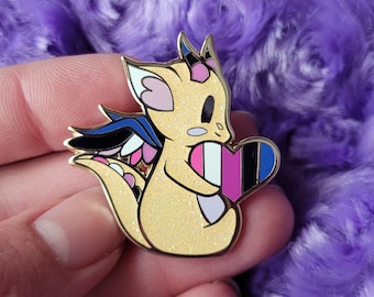 Affinity Hearts LGBTQ+ Dragon enamel pin - Genderfluid edition!!