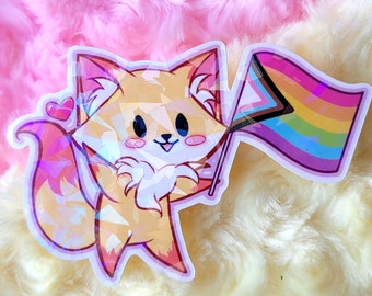 Nectarine says Gay Rights - holographic vinyl sticker