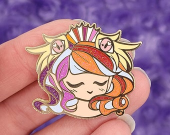 Smiling Seraphim, LGBTQ+ angel enamel pin - Lesbian edition