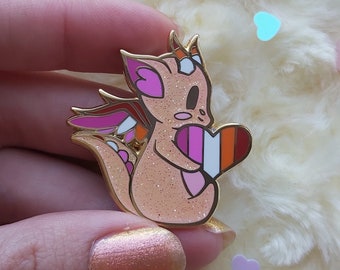 Affinity Hearts LGBTQ+ Dragon enamel pin - Lesbian edition!!