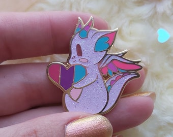 Affinity Hearts LGBTQ+ Dragon enamel pin - Bisexual edition!!