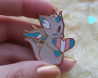 Affinity Hearts LGBTQ+ Dragon enamel pin - Trans edition!!