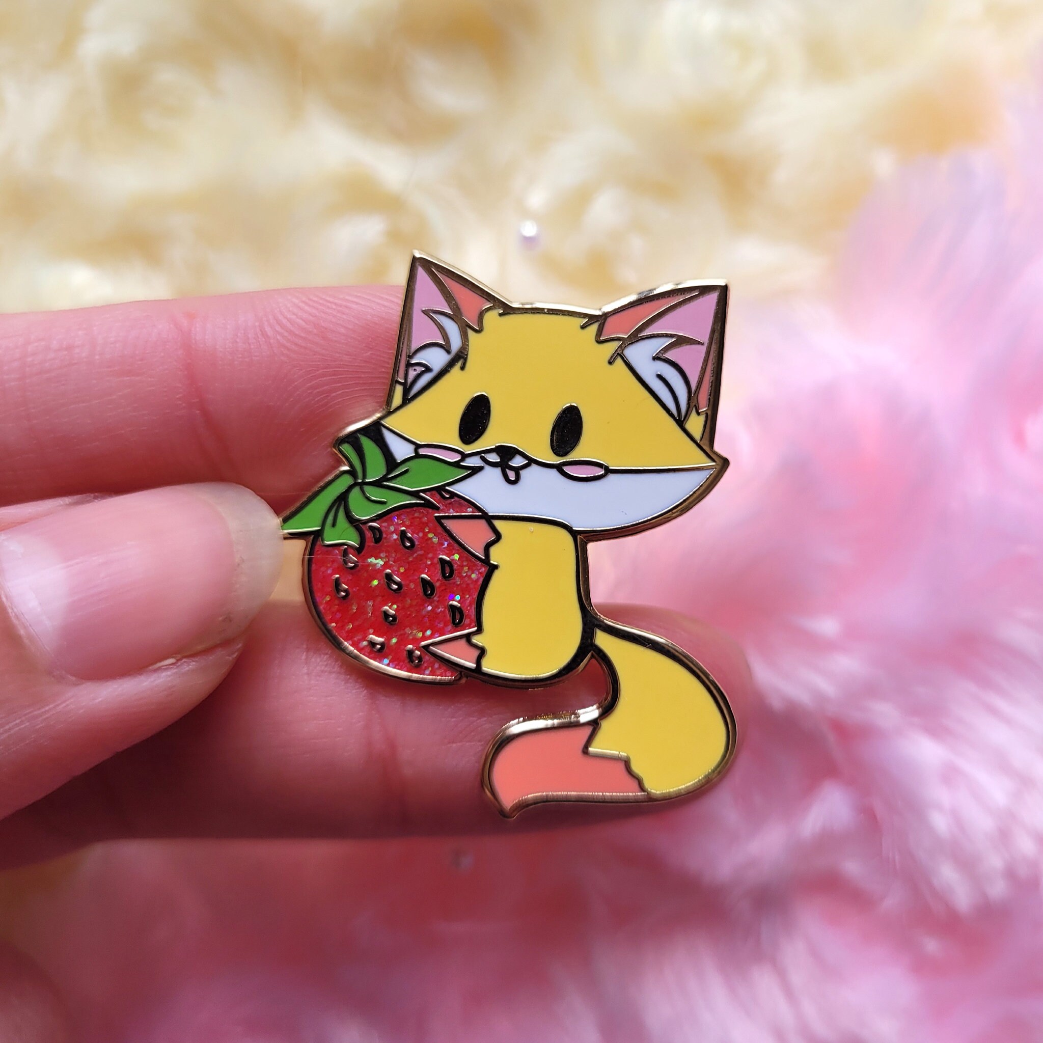 Nectarine Stawberry Dream Cute Fox Enamel Pin - Etsy