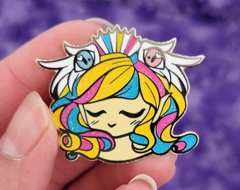 Smiling Seraphim, LGBTQ+ angel enamel pin - Pansexual edition