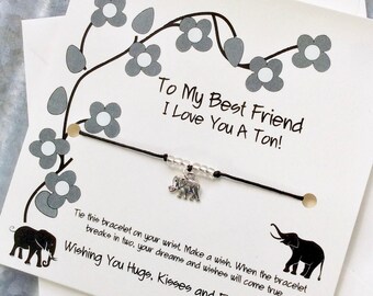 Best Friend Bracelet Friendship Bracelet Gift For Best Friend Gift Friendship Jewelry Elephant Jewelry Best Friend Jewelry Wish Bracelet