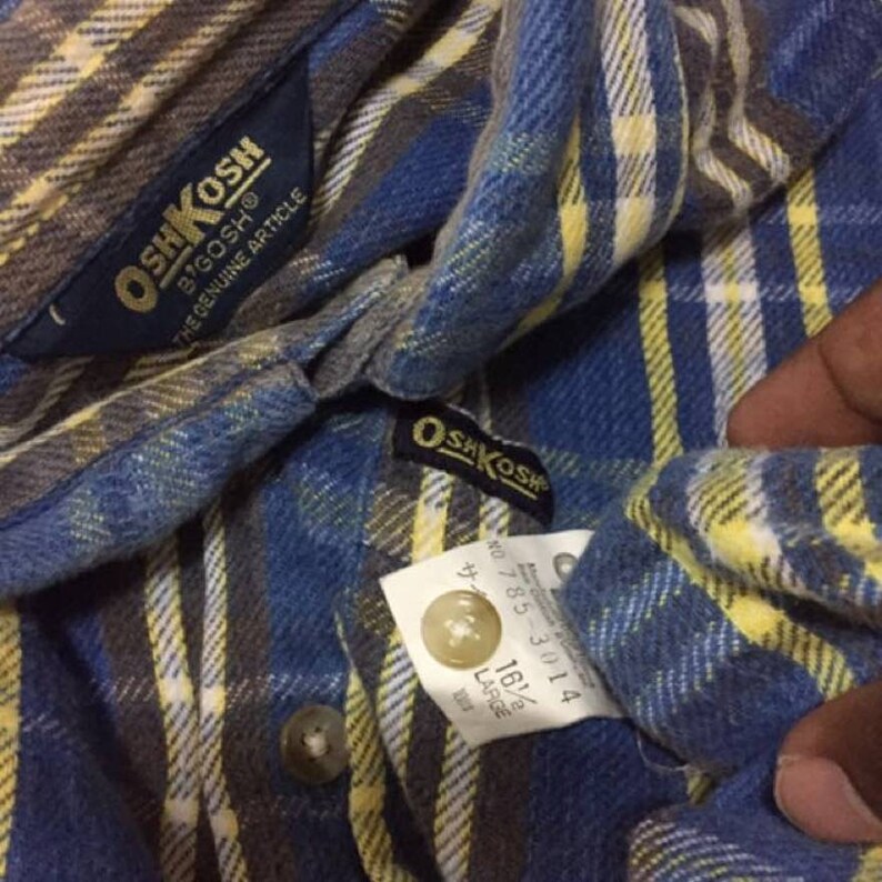 Oshkosh Plaids Blue Shirt Size Large 16 12