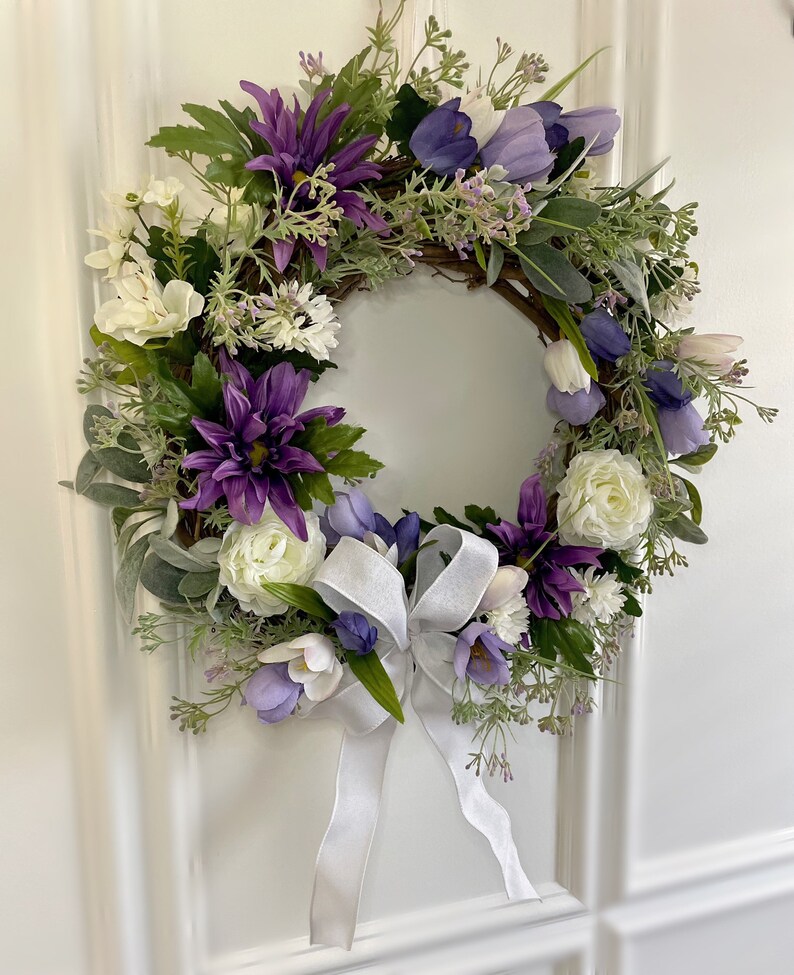 Purple Floral Wreath Bridal Shower Wreath Baby Shower Etsy