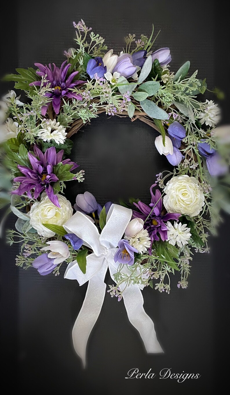 Purple Floral Wreath Bridal Shower Wreath Baby Shower Etsy
