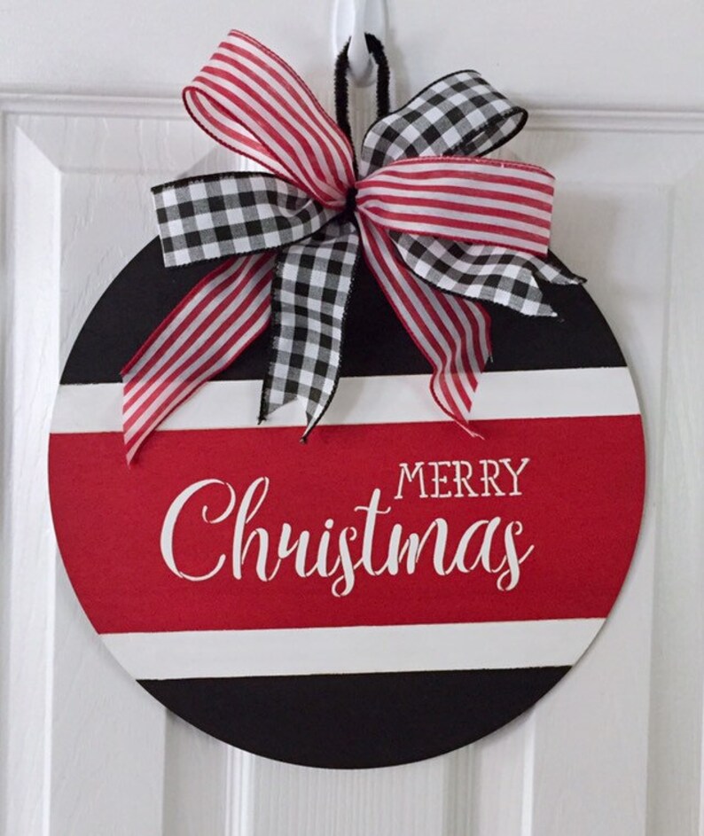 Round Wood Merry Christmas Sign Merry Christmas Sign Wreath | Etsy