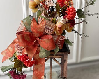 Orange Fall Lantern Swag, Centerpiece, Sign swag