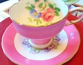 Double Warranted Pink Paragon Tea Cup, Pink Paragon Tea Cup, Victoria C E, Pink China Tea Cup, Pink English China Cup