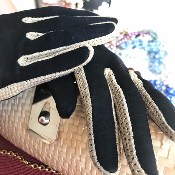 Black Evening Gloves, Leather Suede Glove, Black L