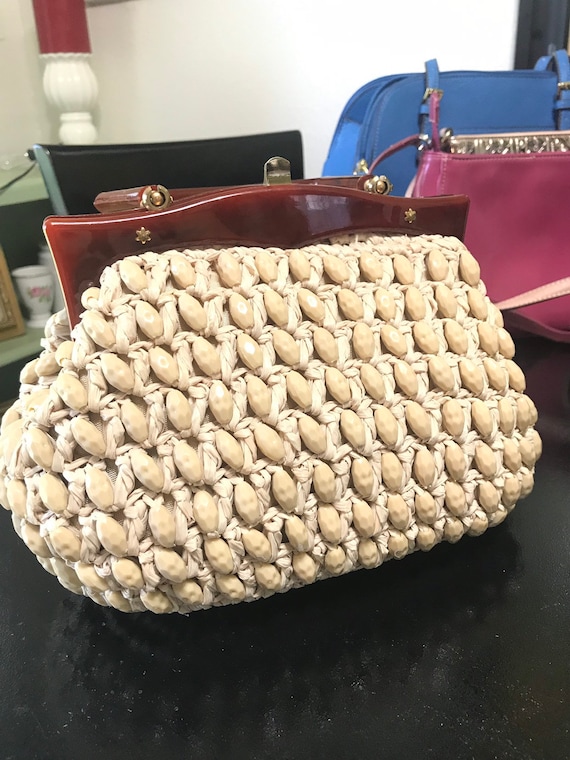 Mantesa Vintage Handbag, Made In Italy Nude Purse,