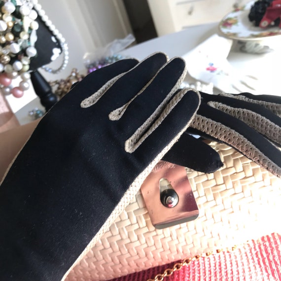 Black Evening Gloves, Vintage Suede Gloves, Black… - image 2